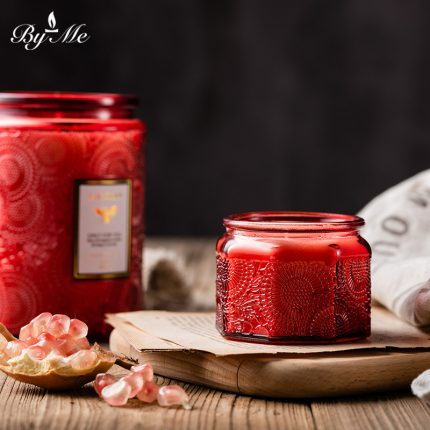 Octagonal embossed cup scented candle