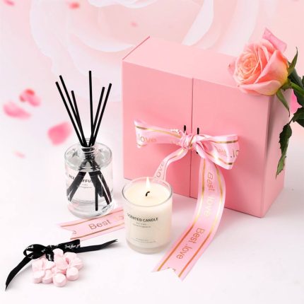 Cherry Blossom Aromatherapy Candle Reed Diffuser Plaster Hanging Tag Gift Box Home Fragrance Essential Oil Mother's Day Romantic Gift Set